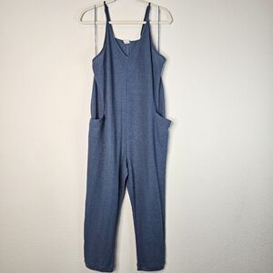 VICI Flawless Andy Cotton Blend Pocketed Jumpsuit Blue Large